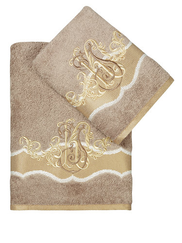 Подарочный набор полотенец для ванной 50х90, 70х140 Karna ADVEN хлопковая махра кофейный, фото, фотография