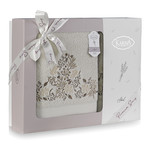 Подарочный набор полотенец для ванной 50х90, 70х140 Karna ABEL хлопковая махра бежевый, фото, фотография