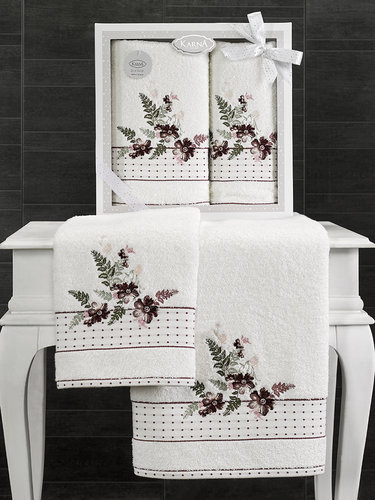 Подарочный набор полотенец для ванной 50х90, 70х140 Karna BONDI хлопковая махра V2, фото, фотография