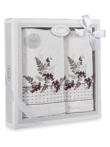 Подарочный набор полотенец для ванной 50х90, 70х140 Karna BONDI хлопковая махра V2, фото, фотография