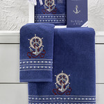 Подарочный набор полотенец для ванной 50х90, 70х140 Karna MARIN хлопковая махра королевский синий, фото, фотография