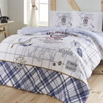 Комплект подросткового постельного белья TAC SEA SIDE хлопковый ранфорс синий евро, фото, фотография
