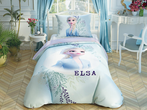 Детское постельное белье TAC FROZEN 2 DOUBLE COLOR ELSA хлопковый ранфорс 1,5 спальный, фото, фотография