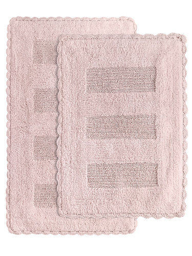 Набор ковриков для ванной Karna LENA вязаный хлопок 50х70, 60х100 розовый, фото, фотография