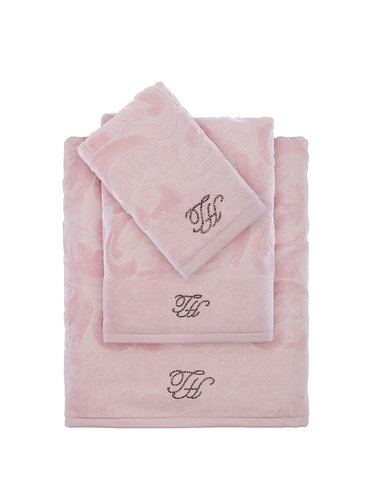 Подарочный набор полотенец для ванной 2 пр. Tivolyo Home BAROC хлопковая махра розовый, фото, фотография