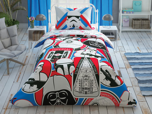 Детское постельное белье TAC STAR WARS GALACTIC MISSION хлопковый ранфорс 1,5 спальный, фото, фотография