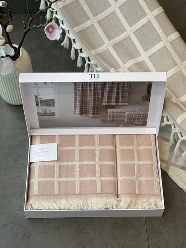 Подарочный набор полотенец для ванной 2 пр. Tivolyo Home CHANEL хлопковая махра розовый, фото, фотография