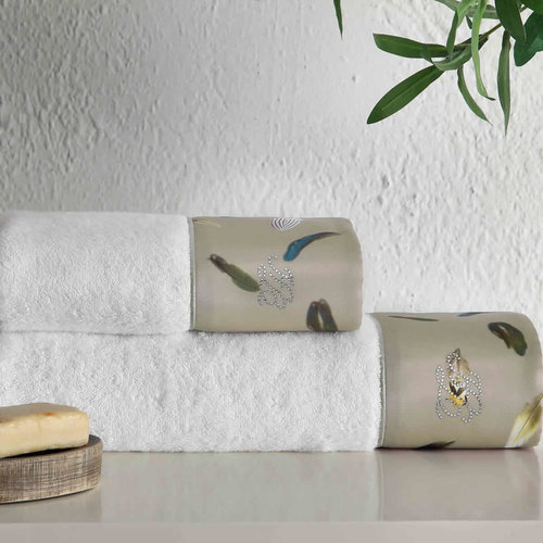Подарочный набор полотенец для ванной 2 пр. Tivolyo Home GALA хлопковая махра хаки, фото, фотография