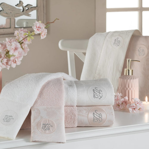 Подарочный набор полотенец для ванной 3 пр. + спрей Tivolyo Home GRANT хлопковая махра пудра, фото, фотография