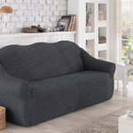 Чехол на диван без юбки Karna тёмно-серый трёхместный, фото, фотография