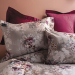 Постельное белье Issimo Home SATIN POETTE хлопковый сатин делюкс винный, серый евро, фото, фотография