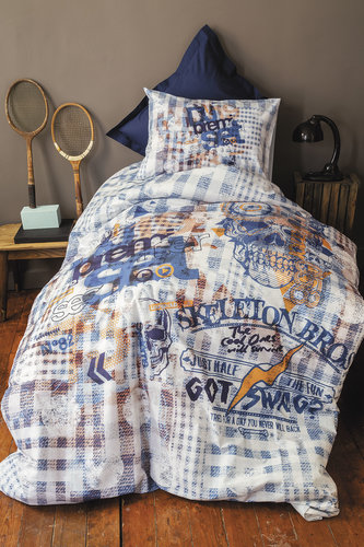 Комплект подросткового постельного белья Issimo Home RANFORCE REBEL хлопковый ранфорс голубой 1,5 спальный, фото, фотография