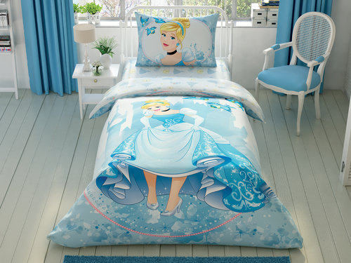 Детское постельное белье TAC CINDERELLA FOREVER хлопковый ранфорс 1,5 спальный, фото, фотография