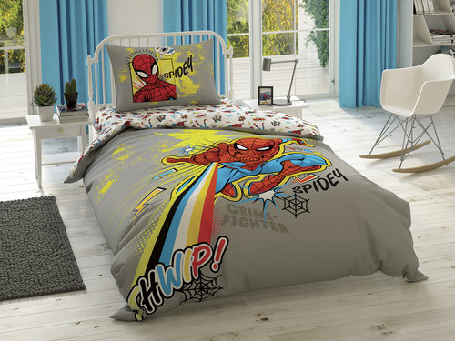 Детское постельное белье TAC SPIDERMAN POWER хлопковый ранфорс 1,5 спальный, фото, фотография