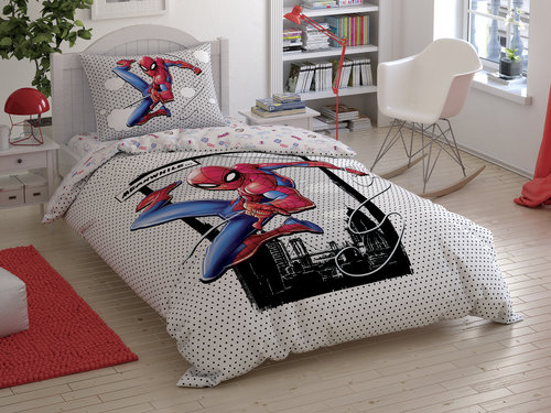 Детское постельное белье TAC SPIDERMAN CLOUDY хлопковый ранфорс 1,5 спальный, фото, фотография