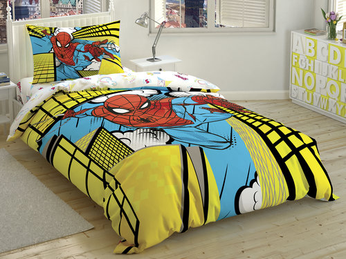Детское постельное белье TAC SPIDERMAN EXCITING JUMP хлопковый ранфорс 1,5 спальный, фото, фотография
