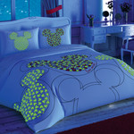 Детское постельное белье светящееся TAC LOVE MICKEY GLOW хлопковый ранфорс евро, фото, фотография