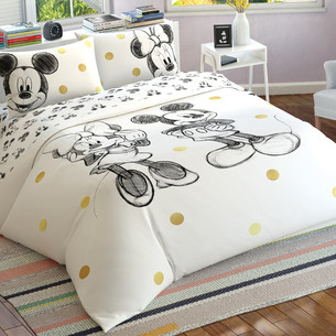 Детское постельное белье TAC MINNIE&MICKEY GLITTER хлопковый ранфорс евро