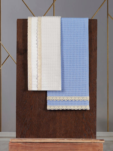 Подарочный набор полотенец для кухни 40х60(2) Karna KOPENAKI хлопковая вафля V4, фото, фотография