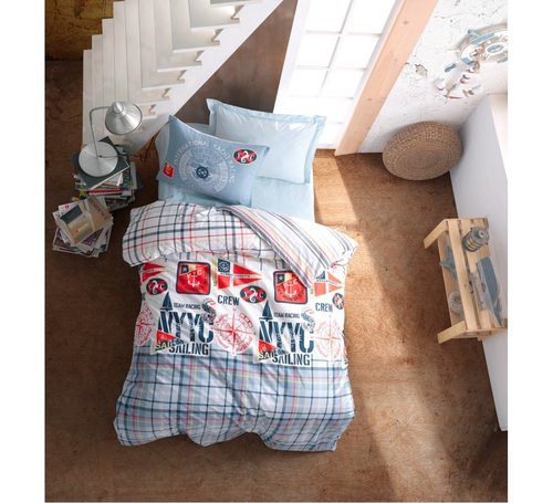 Детское постельное белье Cotton Box GIRLS & BOYS CRUISE хлопковый ранфорс синий 1,5 спальный, фото, фотография
