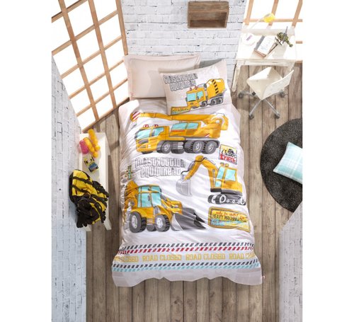 Постельное белье детское Cotton Box JUNIOR TRACK хлопковый ранфорс бирюзовый 1,5 спальный, фото, фотография