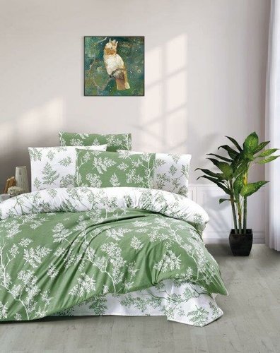 Постельное белье Ecosse RANFORCE FOREST хлопковый ранфорс зелёный 1,5 спальный, фото, фотография