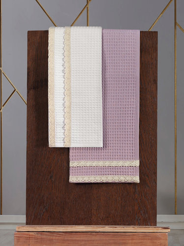 Подарочный набор полотенец для кухни 40х60(2) Karna KOPENAKI хлопковая вафля V2, фото, фотография