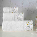 Подарочный набор полотенец для ванной 3 предмета + спрей Tivolyo Home DAISY хлопковая махра кремовый, фото, фотография