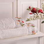 Подарочный набор полотенец для ванной 3 пр. + спрей Tivolyo Home NERO хлопковая махра кремовый, фото, фотография