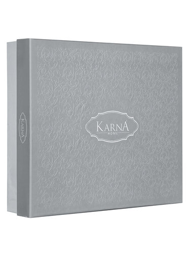 Постельное белье Karna VIERA бамбуковый сатин-жаккард серый евро, фото, фотография