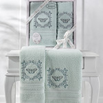 Подарочный набор полотенец для ванной 50х90, 70х140 Karna MARIA  хлопковая махра ментол, фото, фотография
