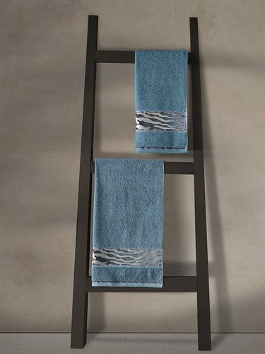 Подарочный набор полотенец для ванной 50х90, 70х140 Karna IVORY хлопковая махра нефть, фото, фотография