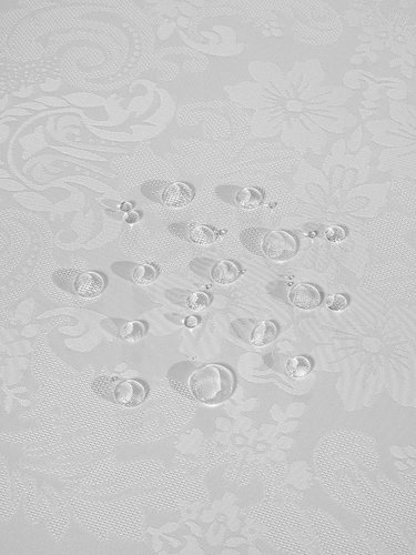Скатерть овальная Karna DORE водонепроницаемый жаккард белый 160х220, фото, фотография