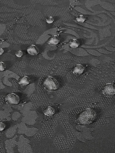 Скатерть круглая Karna DORE водонепроницаемый жаккард антрацит D=160, фото, фотография