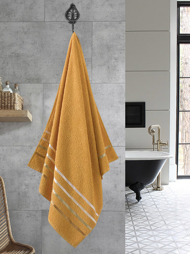 Полотенце для ванной Karna CLASSIC хлопковая махра тёмно-желтый 70х140, фото, фотография