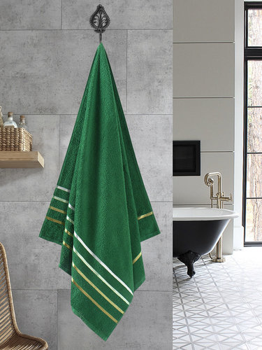 Полотенце для ванной Karna CLASSIC хлопковая махра тёмно-зеленый 70х140, фото, фотография