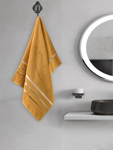 Полотенце для ванной Karna CLASSIC хлопковая махра тёмно-желтый 50х80, фото, фотография