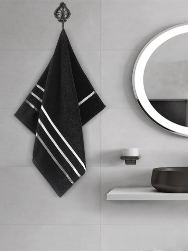 Полотенце для ванной Karna CLASSIC хлопковая махра черный 50х80, фото, фотография