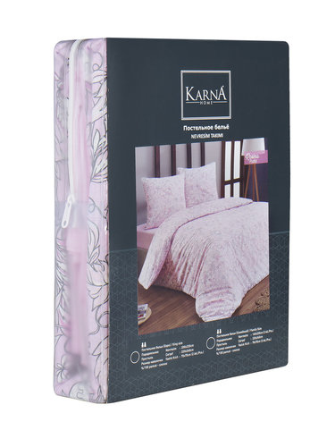 Постельное белье Karna ROSINA хлопковая бязь розовый евро (нав. 70х70), фото, фотография