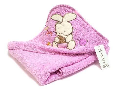 Детское полотенце-уголок La Villa TAVSAN DESEN хлопковая махра розовый 90х90, фото, фотография