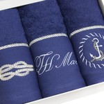 Подарочный набор полотенец-салфеток 30х50(3) Tivolyo Home ANCHOR хлопковая махра синий, фото, фотография