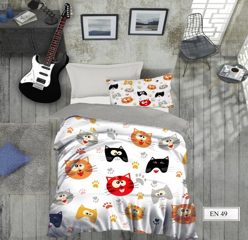 Комплект подросткового постельного белья EFOR GENC CAT хлопковый ранфорс 1,5 спальный, фото, фотография