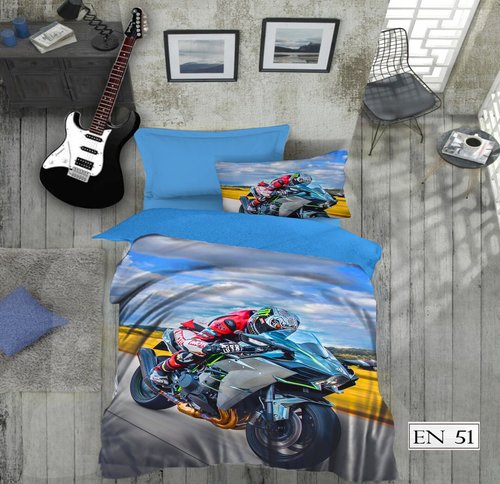 Комплект подросткового постельного белья EFOR GENC MOTOR хлопковый ранфорс 1,5 спальный, фото, фотография