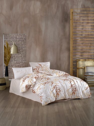 Постельное белье Kristal Home HAZAN хлопковый ранфорс коричневый 1,5 спальный, фото, фотография