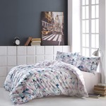 Постельное белье Kristal Home SIZEN хлопковый ранфорс синий 1,5 спальный, фото, фотография