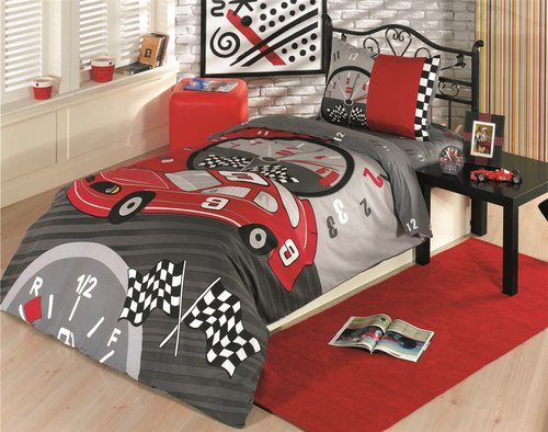 Комплект подросткового постельного белья Kristal Home YARISCI хлопковый ранфорс 1,5 спальный, фото, фотография