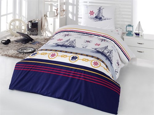 Комплект подросткового постельного белья Kristal Home YELKENLİ хлопковый ранфорс 1,5 спальный, фото, фотография