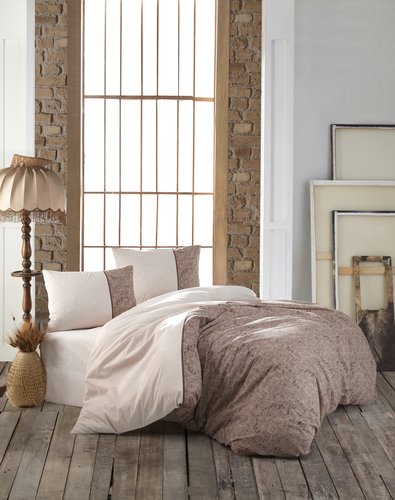 Постельное белье Kristal Home ZARA хлопковый ранфорс коричневый 1,5 спальный, фото, фотография