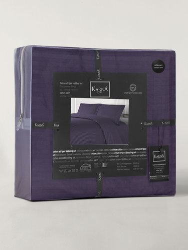 Постельное белье Karna LINE хлопковый сатин фиолетовый евро, фото, фотография