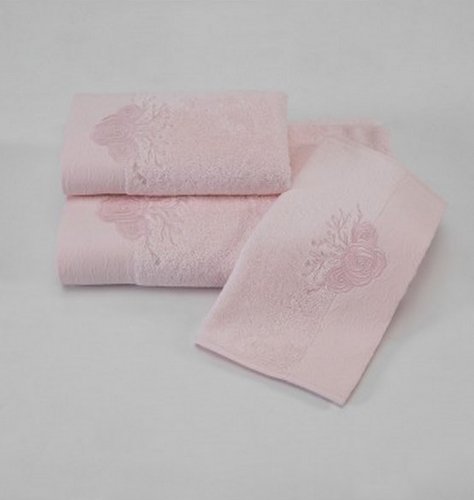 Подарочный набор полотенец-салфеток 30х50(3) Soft cotton MELIS хлопковая махра розовый, фото, фотография
